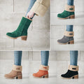 Bottes d’Hiver Femme en Daim Synthétique à Talon Carré