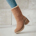 Bottes d’Hiver Femme en Daim Synthétique à Talon Carré