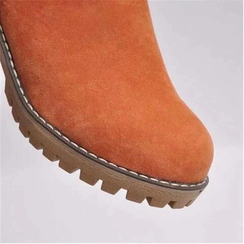 Bottes d’Hiver Femme en Daim Synthétique à Talon Carré