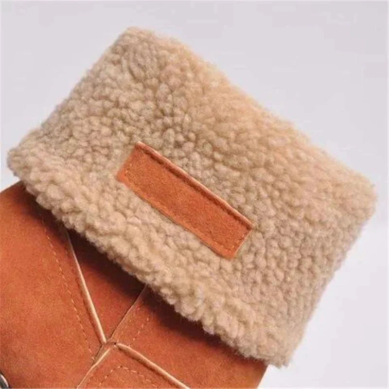 Bottes d’Hiver Femme en Daim Synthétique à Talon Carré