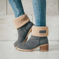 Bottes d’Hiver Femme en Daim Synthétique à Talon Carré