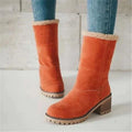 Bottes d’Hiver Femme en Daim Synthétique à Talon Carré