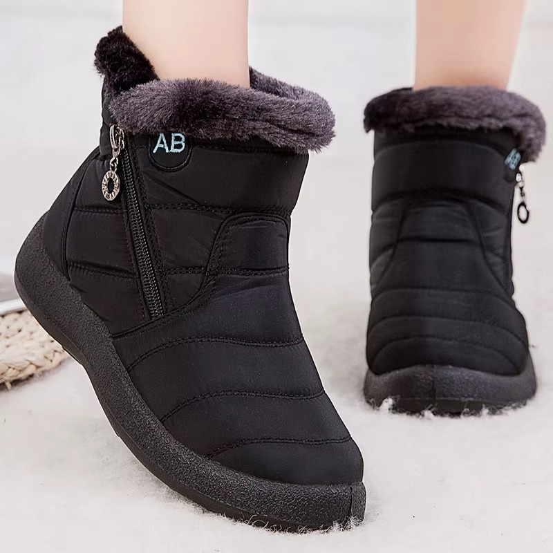Bottes Femme d’Hiver Imperméables à Crampons avec Doublure en Peluche
