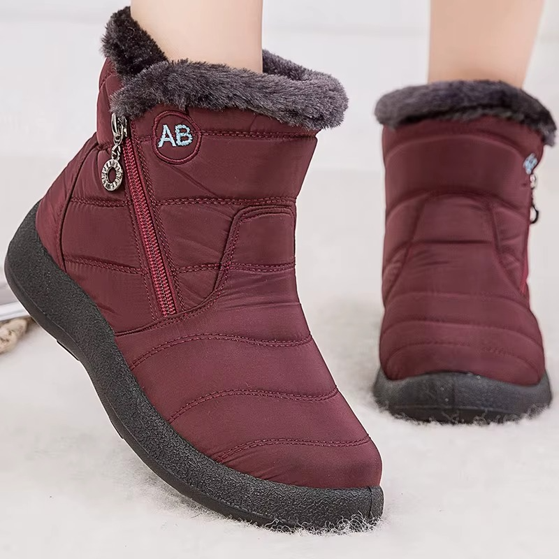 Bottes Femme d’Hiver Imperméables à Crampons avec Doublure en Peluche