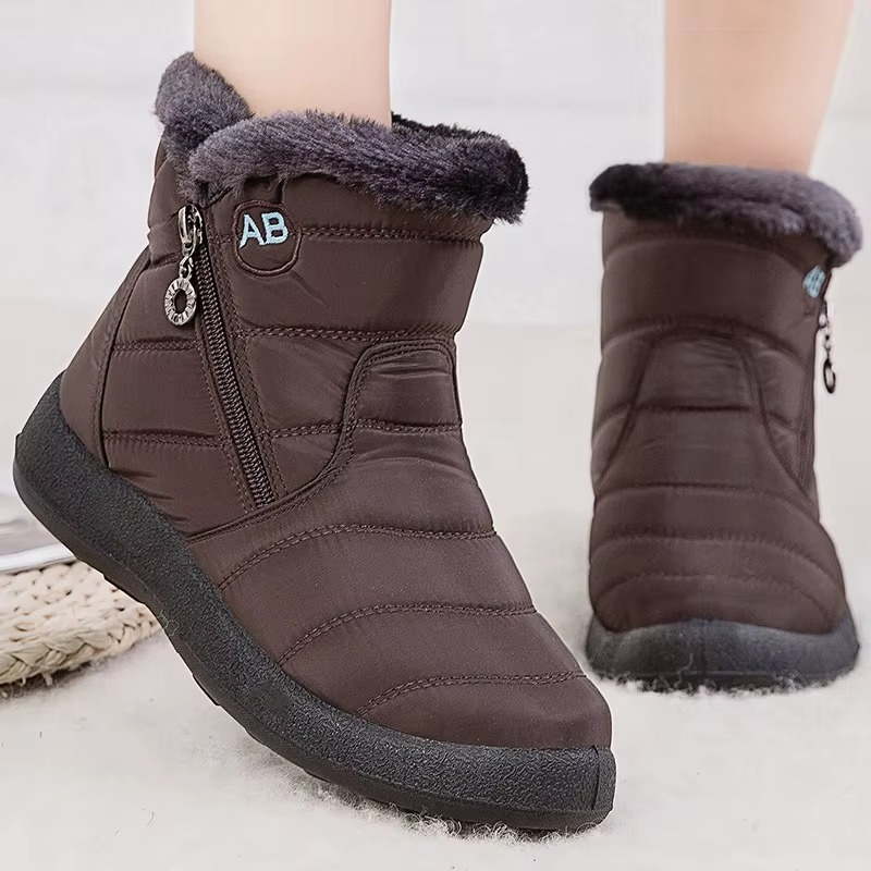 Bottes Femme d’Hiver Imperméables à Crampons avec Doublure en Peluche