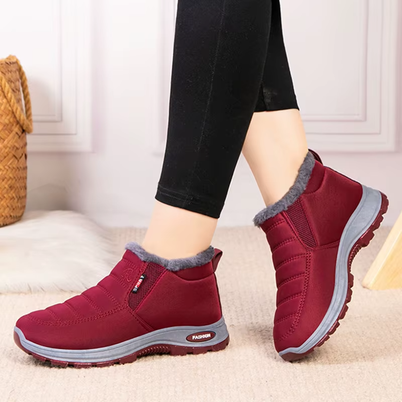 Bottes Femme d’Hiver Imperméables à Tige Moyenne avec Doublure en Peluche