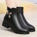 Bottes Femme en Cuir Synthétique avec Doublure Coton Doux pour l’Hiver