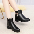 Bottes Femme en Cuir Synthétique avec Doublure Coton Doux pour l’Hiver